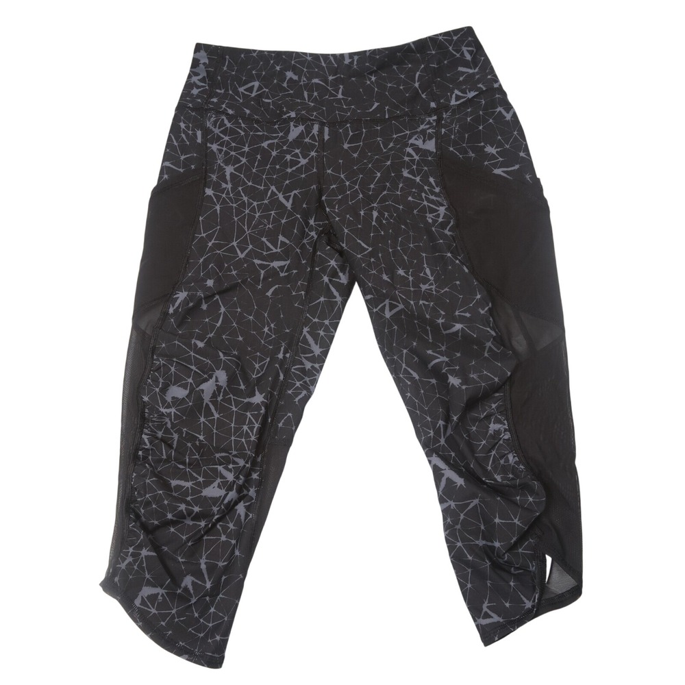 Lululemon Workout Cropped Leggings with‎ Pockets Geometric Sheer Print Size 6
